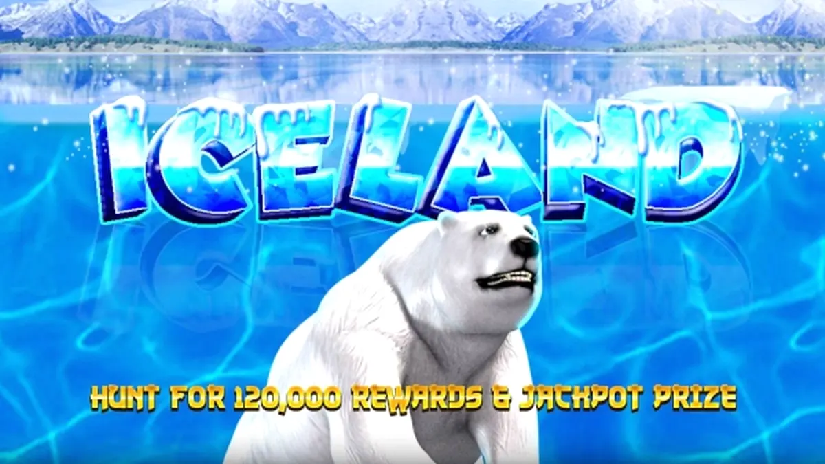 Pemandangan Islandia yang indah dengan aurora borealis dan simbol-simbol slot yang berkilauan dari permainan Iceland oleh Spadegaming.